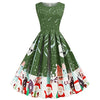 Women's 50s Vintage Tea Dress Christmas Sleeveless Round Neck Print Cocktail Dress Holiday A-line Swing Party Dress