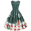 Women's 50s Vintage Tea Dress Christmas Sleeveless Round Neck Print Cocktail Dress Holiday A-line Swing Party Dress