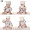 Winter Cotton Baby Hat and Mittens Set Kids Knitted Cotton Beanie Cap Warm Boys Girls Double Pompom Hats Gloves Infant Bonnet - MARC SHERL