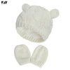 Winter Cotton Baby Hat and Mittens Set Kids Knitted Cotton Beanie Cap Warm Boys Girls Double Pompom Hats Gloves Infant Bonnet - MARC SHERL