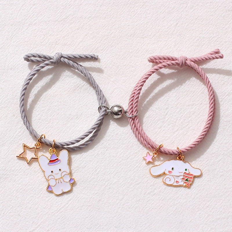 2pcs Elastic Rope Paired Bracelet Magnetic Couple Charms Pendant Bracelet Friendship Fashion Jewelry Accessories Valentine's Day - MARC SHERL