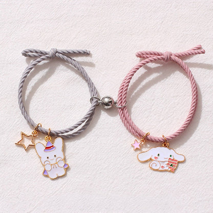2pcs Elastic Rope Paired Bracelet Magnetic Couple Charms Pendant Bracelet Friendship Fashion Jewelry Accessories Valentine's Day - MARC SHERL