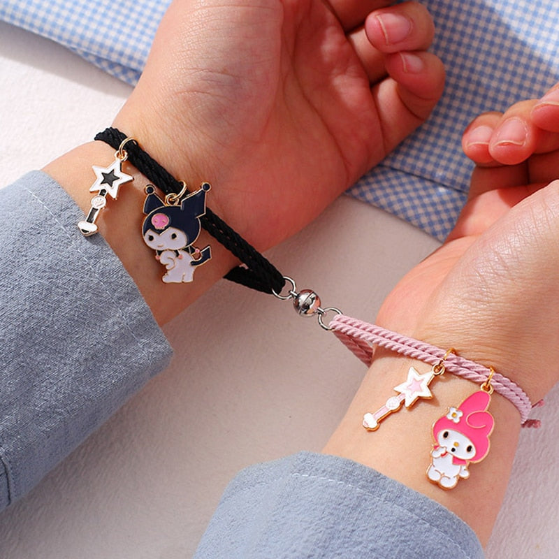 2pcs Elastic Rope Paired Bracelet Magnetic Couple Charms Pendant Bracelet Friendship Fashion Jewelry Accessories Valentine's Day - MARC SHERL