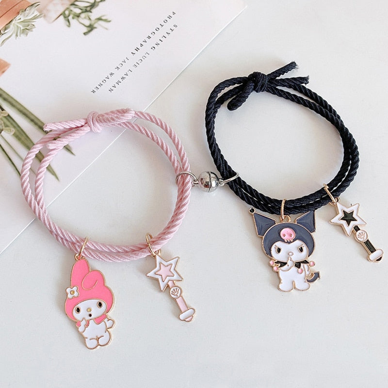 2pcs Elastic Rope Paired Bracelet Magnetic Couple Charms Pendant Bracelet Friendship Fashion Jewelry Accessories Valentine's Day - MARC SHERL