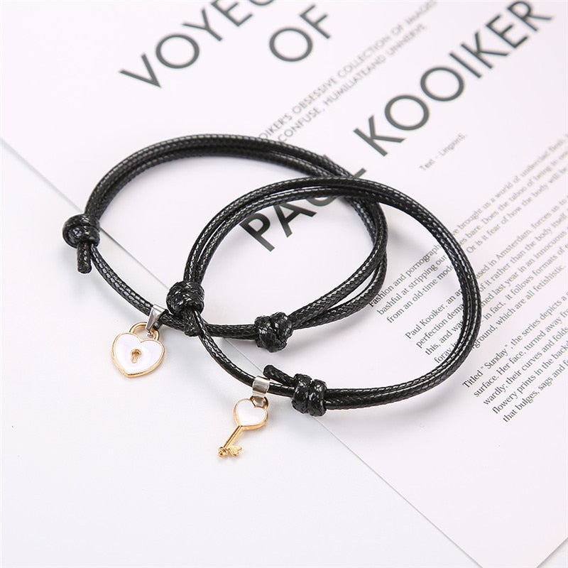 2pcs Elastic Rope Paired Bracelet Magnetic Couple Charms Pendant Bracelet Friendship Fashion Jewelry Accessories Valentine's Day - MARC SHERL