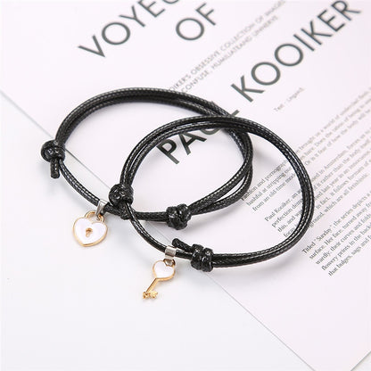 2pcs Elastic Rope Paired Bracelet Magnetic Couple Charms Pendant Bracelet Friendship Fashion Jewelry Accessories Valentine's Day - MARC SHERL