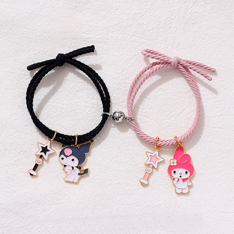2pcs Elastic Rope Paired Bracelet Magnetic Couple Charms Pendant Bracelet Friendship Fashion Jewelry Accessories Valentine's Day - MARC SHERL