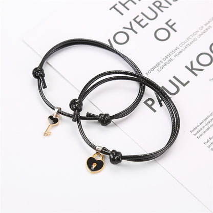 2pcs Elastic Rope Paired Bracelet Magnetic Couple Charms Pendant Bracelet Friendship Fashion Jewelry Accessories Valentine's Day - MARC SHERL