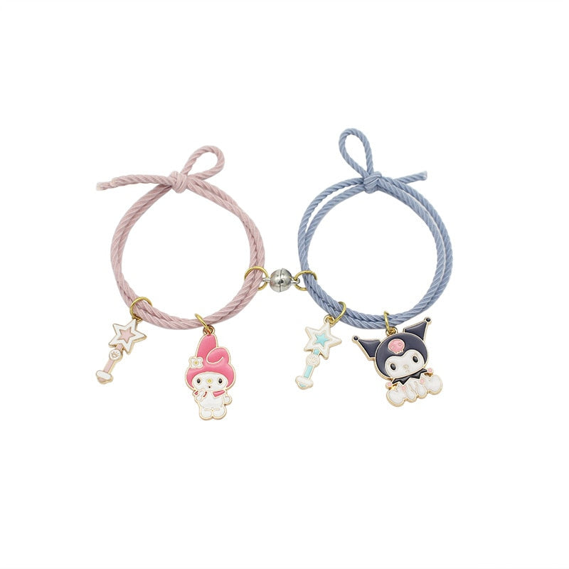 2pcs Elastic Rope Paired Bracelet Magnetic Couple Charms Pendant Bracelet Friendship Fashion Jewelry Accessories Valentine's Day - MARC SHERL