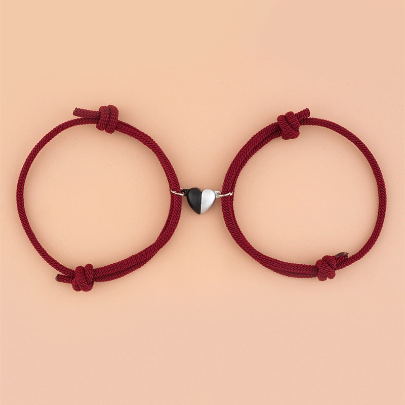 2pcs Elastic Rope Paired Bracelet Magnetic Couple Charms Pendant Bracelet Friendship Fashion Jewelry Accessories Valentine's Day - MARC SHERL