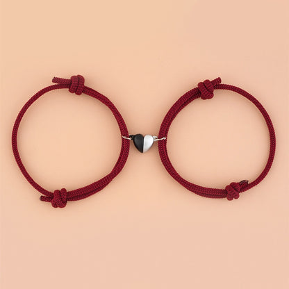 2pcs Elastic Rope Paired Bracelet Magnetic Couple Charms Pendant Bracelet Friendship Fashion Jewelry Accessories Valentine's Day - MARC SHERL