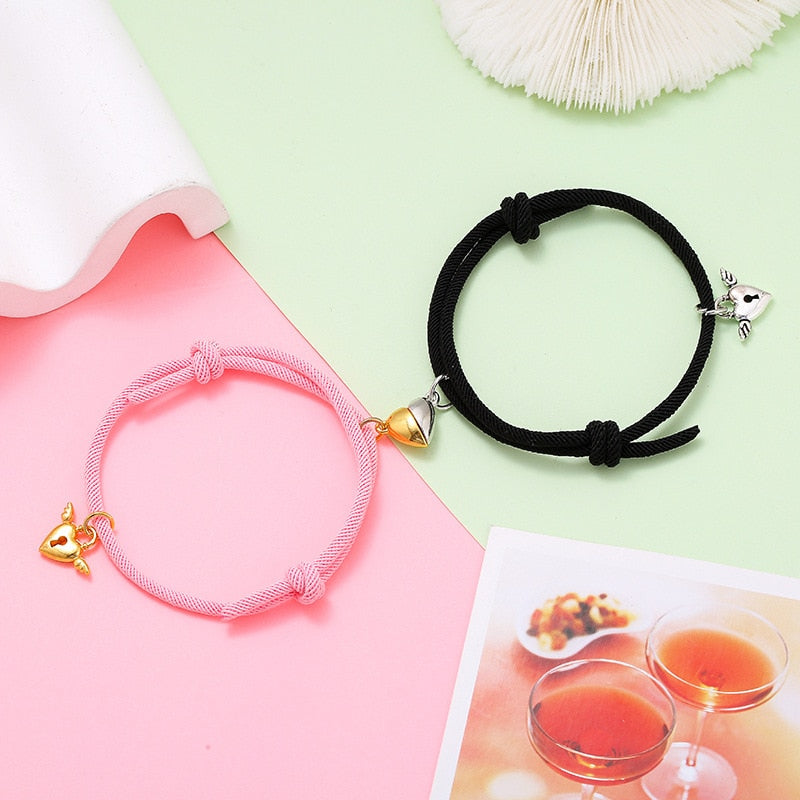 2pcs Elastic Rope Paired Bracelet Magnetic Couple Charms Pendant Bracelet Friendship Fashion Jewelry Accessories Valentine's Day - MARC SHERL