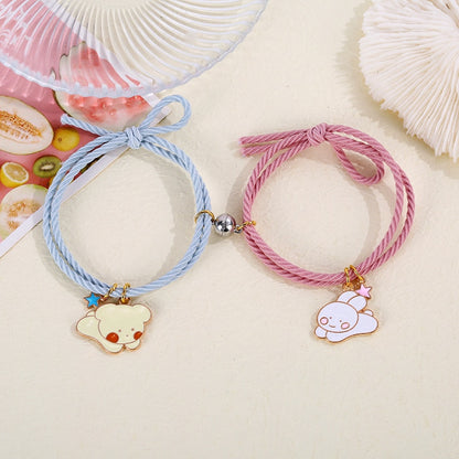 2pcs Elastic Rope Paired Bracelet Magnetic Couple Charms Pendant Bracelet Friendship Fashion Jewelry Accessories Valentine's Day - MARC SHERL