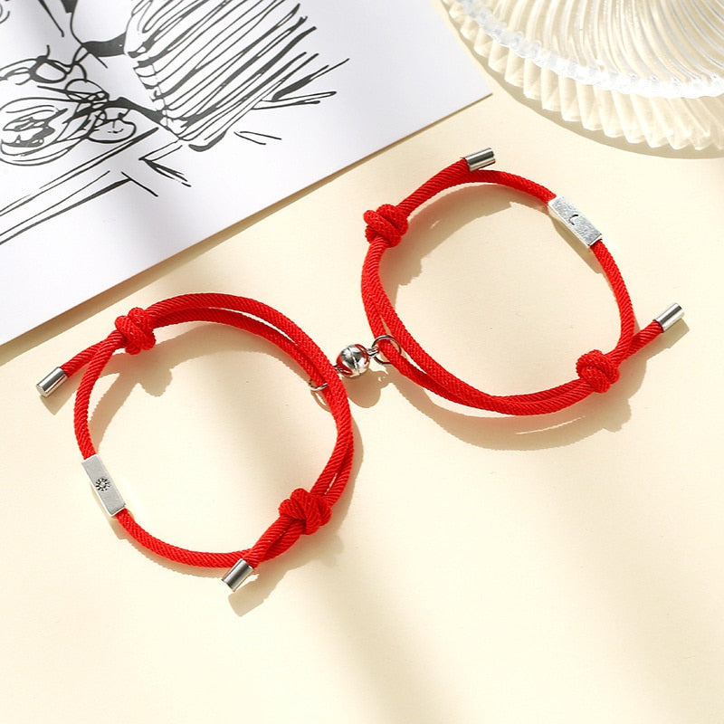2pcs Elastic Rope Paired Bracelet Magnetic Couple Charms Pendant Bracelet Friendship Fashion Jewelry Accessories Valentine's Day - MARC SHERL