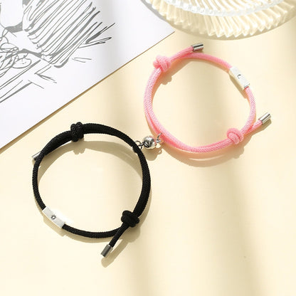 2pcs Elastic Rope Paired Bracelet Magnetic Couple Charms Pendant Bracelet Friendship Fashion Jewelry Accessories Valentine's Day - MARC SHERL