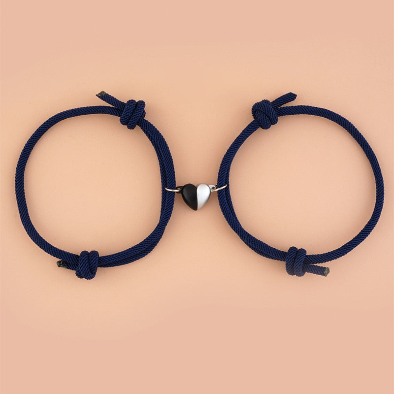 2pcs Elastic Rope Paired Bracelet Magnetic Couple Charms Pendant Bracelet Friendship Fashion Jewelry Accessories Valentine's Day - MARC SHERL