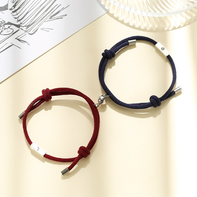 2pcs Elastic Rope Paired Bracelet Magnetic Couple Charms Pendant Bracelet Friendship Fashion Jewelry Accessories Valentine's Day - MARC SHERL