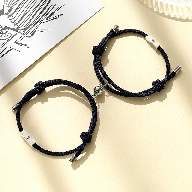 2pcs Elastic Rope Paired Bracelet Magnetic Couple Charms Pendant Bracelet Friendship Fashion Jewelry Accessories Valentine's Day - MARC SHERL