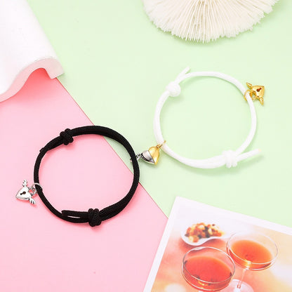 2pcs Elastic Rope Paired Bracelet Magnetic Couple Charms Pendant Bracelet Friendship Fashion Jewelry Accessories Valentine's Day - MARC SHERL