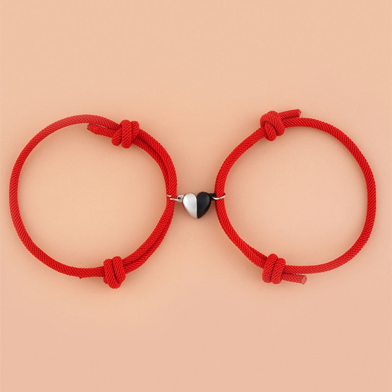 2pcs Elastic Rope Paired Bracelet Magnetic Couple Charms Pendant Bracelet Friendship Fashion Jewelry Accessories Valentine's Day - MARC SHERL