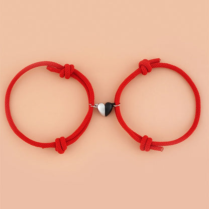 2pcs Elastic Rope Paired Bracelet Magnetic Couple Charms Pendant Bracelet Friendship Fashion Jewelry Accessories Valentine's Day - MARC SHERL