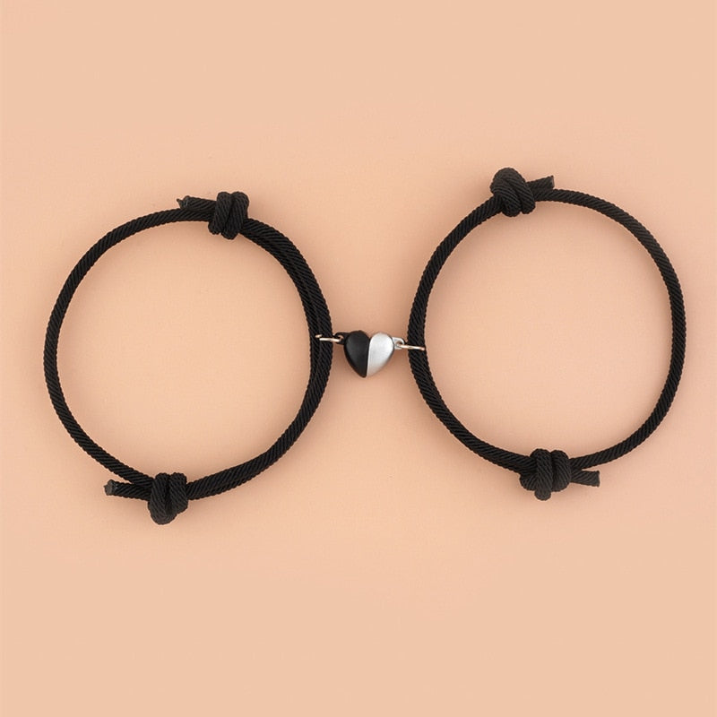 2pcs Elastic Rope Paired Bracelet Magnetic Couple Charms Pendant Bracelet Friendship Fashion Jewelry Accessories Valentine's Day - MARC SHERL