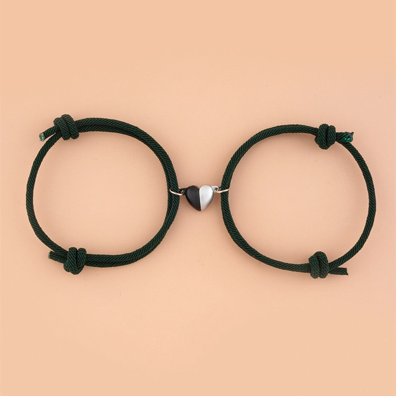 2pcs Elastic Rope Paired Bracelet Magnetic Couple Charms Pendant Bracelet Friendship Fashion Jewelry Accessories Valentine's Day - MARC SHERL