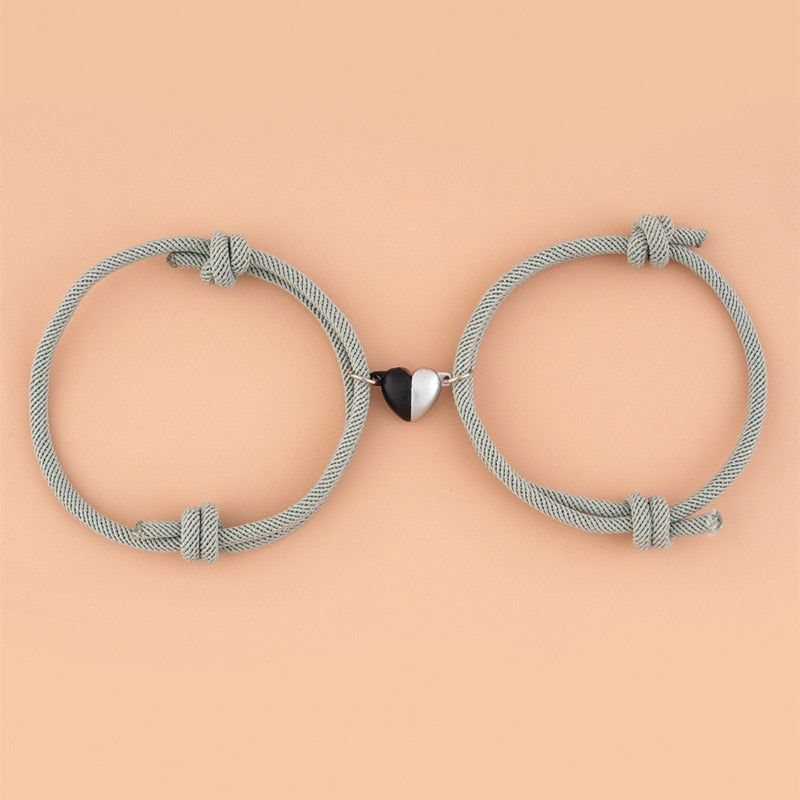 2pcs Elastic Rope Paired Bracelet Magnetic Couple Charms Pendant Bracelet Friendship Fashion Jewelry Accessories Valentine's Day - MARC SHERL