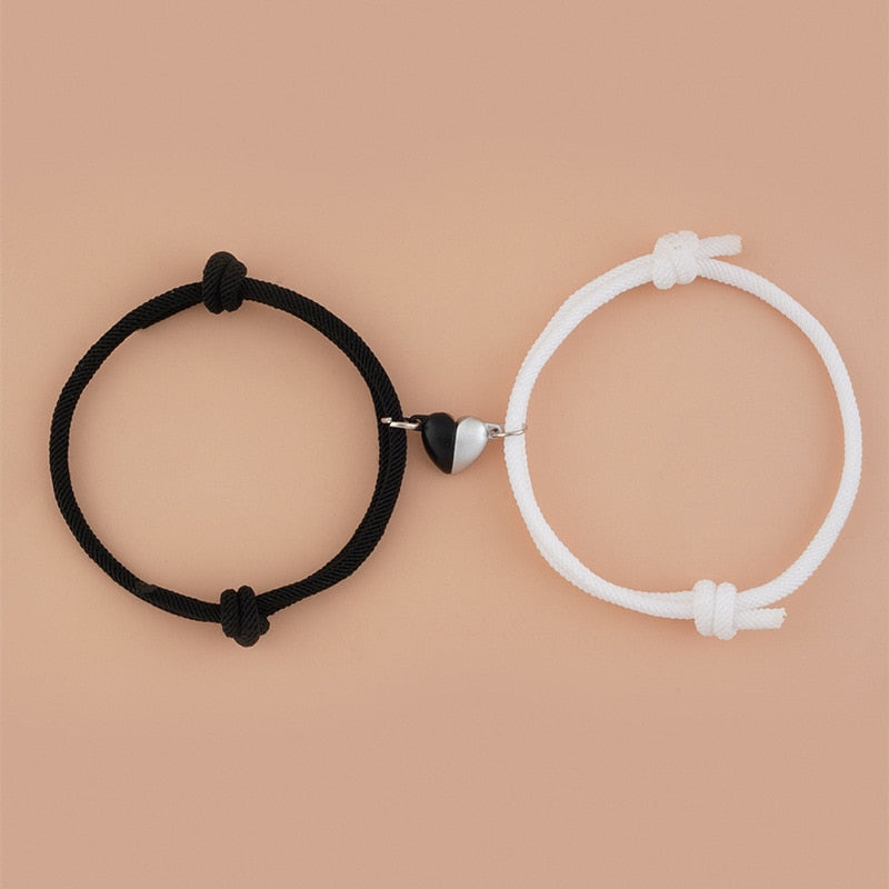 2pcs Elastic Rope Paired Bracelet Magnetic Couple Charms Pendant Bracelet Friendship Fashion Jewelry Accessories Valentine's Day - MARC SHERL
