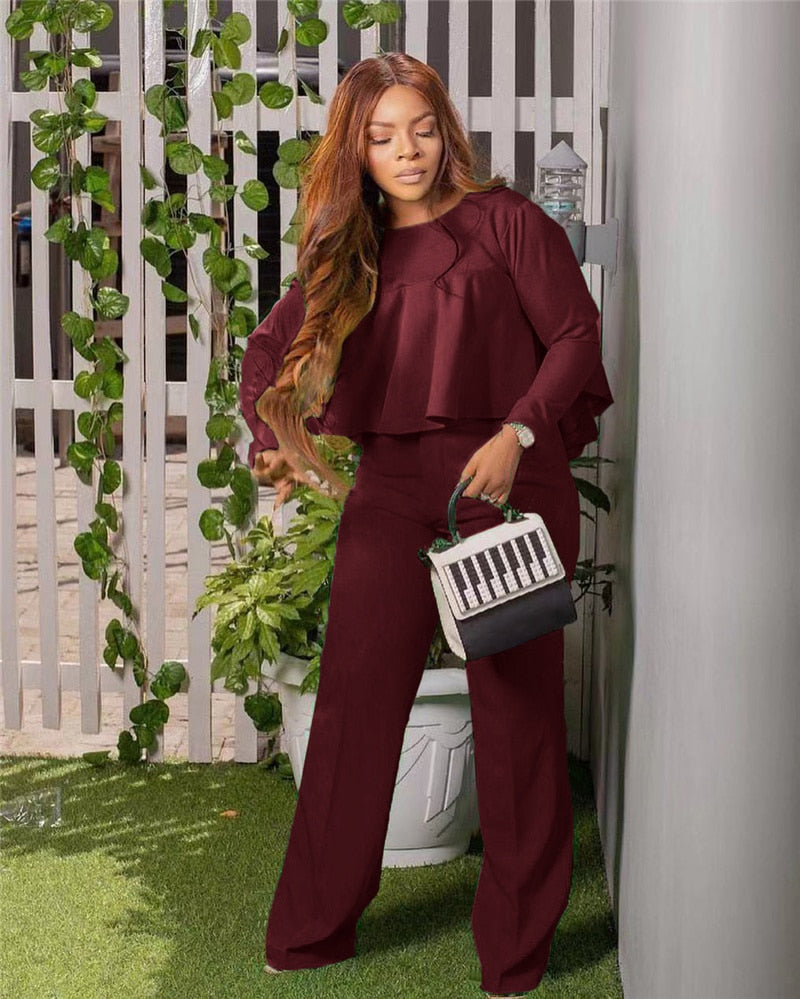 Top and Wide Leg Pants Suits Matching Sets - MARC SHERL