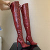 Leather Snow Boot Woman High Heel Shoes Women Chaussure Fur Thigh High Boots 11CM - MARC SHERL